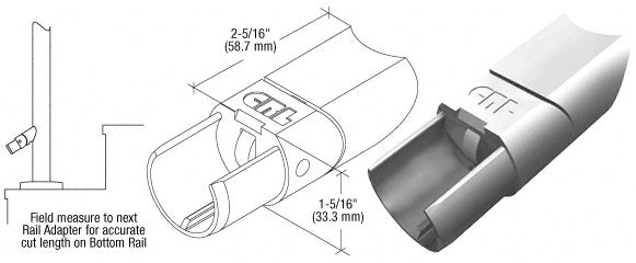 CRL 316 Stainless CRS Adjustable Upper Adaptor for Sloped Bottom Rail Use on Ramps