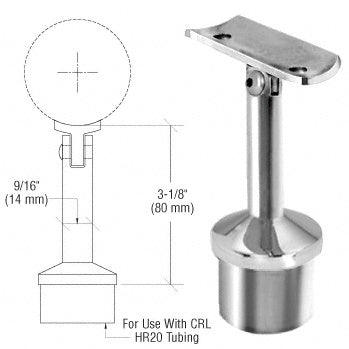 CRL Stainless Post Mounted Adjustable Radius Saddle Hand Rail Support