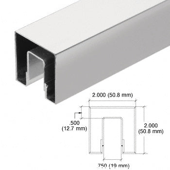 CRL Stainless 2" Square Crisp Corner Cap Rail for 1/2" (12 mm) to 5/8" (16 mm) Glass