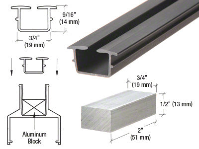 CRL Black Bottom Vinyl for 3/8" Monolithic and 7/16" Thick Laminated Glass - 12'