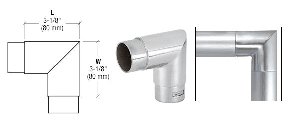 CRL Mitered Style 90 Degree Corner for 2" Tubing