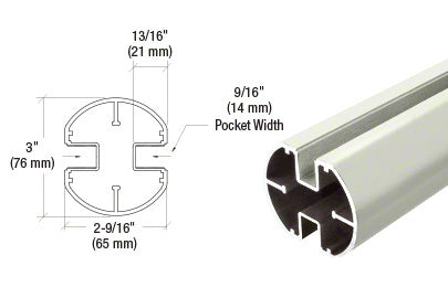 CRL AWS 3" Diameter Round 180 Degree Center or End Post Only - 48"