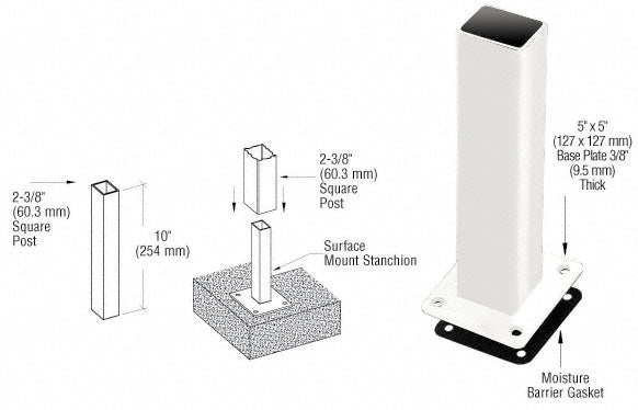 CRL ARS Surface Mount Stanchion