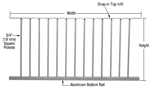 CRL 200, 300, 350, and 400 Series 60"W x 36"H Picket Panel