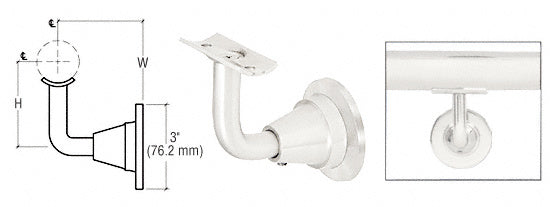 CRL Newport Series Wall Mounted Hand Rail Bracket