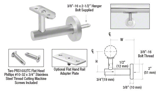 CRL Short Arm Malibu Series Wall Mounted Hand Rail Bracket