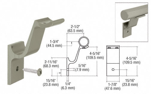 CRL Quick Connect Aluminum Hand Rail Bracket for 1-1/2" Diameter Tubing