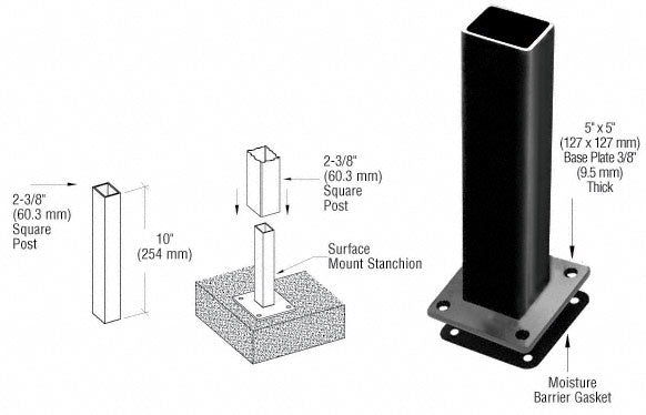 CRL ARS Surface Mount Stanchion