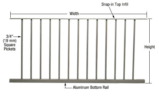 CRL 200, 300, 350, and 400 Series 60"W x 42"H Picket Panel