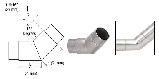 CRL 135 Degree Flush Angle for 2" Tubing