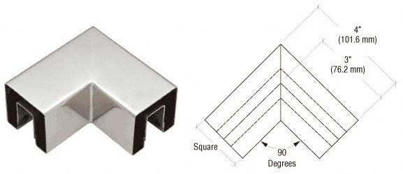 CRL Stainless 90 Degree Crisp Corner Square Cap Horizontal Corners