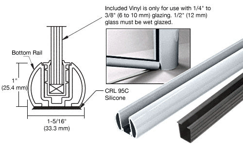 CRL AWS 48" Bottom Rail Kit with Rigid Glazing Vinyl