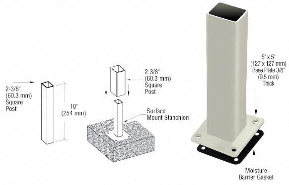 CRL ARS Surface Mount Stanchion