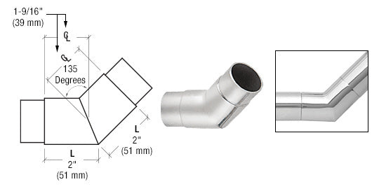 CRL 135 Degree Flush Angle for 2" Tubing