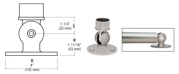 CRL Adjustable Flange for 2" Tubing