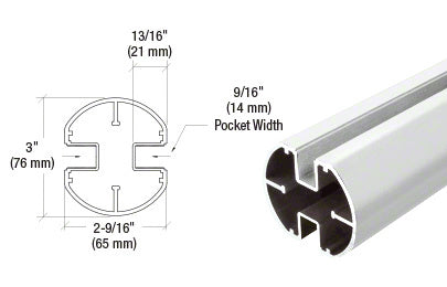 CRL AWS 3" Diameter Round 180 Degree Center or End Post Only - 60"