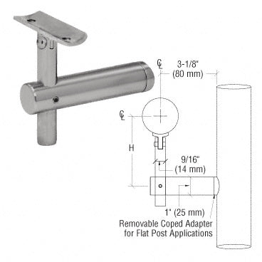 CRL 316 Stainless Sunset Series Post Mounted Hand Rail Bracket