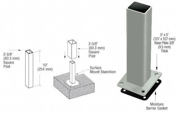 CRL ARS Surface Mount Stanchion