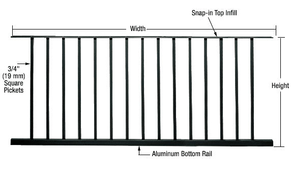 CRL 200, 300, 350, and 400 Series 72"W x 48"H Picket Panel