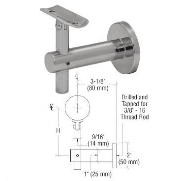 CRL 316 Stainless Sunset Series Wall Mounted Hand Rail Bracket