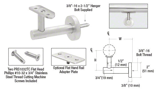 CRL Short Arm Malibu Series Wall Mounted Hand Rail Bracket