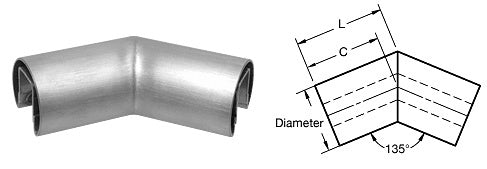 CRL 64 mm Diameter 135 Degree Horizontal Corner for 21.52 or 25.52 mm Glass Cap Railing