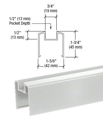 CRL 200, 300, 350, and 400 Series Bottom Rail for Glass 241" Long