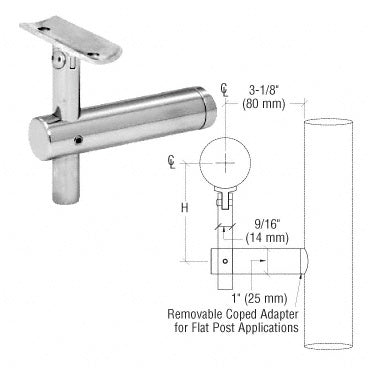 CRL 316 Stainless Sunset Series Post Mounted Hand Rail Bracket