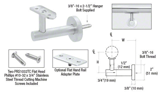 CRL Long Arm Malibu Series Wall Mounted Hand Rail Bracket