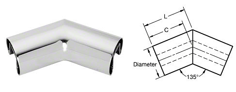 CRL 3" Diameter 135 Degree Horizontal Corner for 3/4" Glass Cap Railing