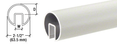 CRL 2-1/2" Extruded Aluminum Cap Rail for 1/2" or 5/8" Glass - 240"