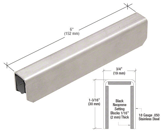 CRL Mill Stainless Steel Connector Sleeve for 1" x 1-5/16" 11 Gauge Cap Rail