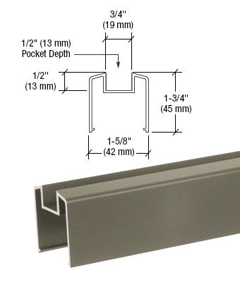 CRL 200, 300, 350, and 400 Series Bottom Rail for Glass 241" Long