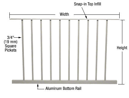 CRL 200, 300, 350, and 400 Series 48"W x 48"H Picket Panel