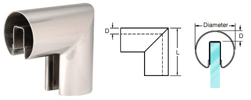 CRL 3" 90 Degree Vertical Corner for 1/2" or 5/8" Glass Cap Railing