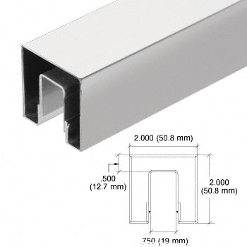 CRL Stainless 2-1/2" Square Crisp Corner Cap Rail for 1/2" (12 mm) to 5/8" (16 mm) Glass