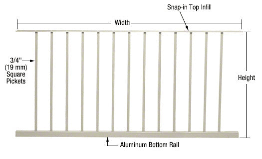 CRL 200, 300, 350, and 400 Series 60"W x 36"H Picket Panel