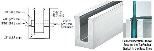 CRL B7S Series Mill Aluminum 240" Heavy-Duty Square Base Shoe Fascia Mount Drilled for 3/4" Glass