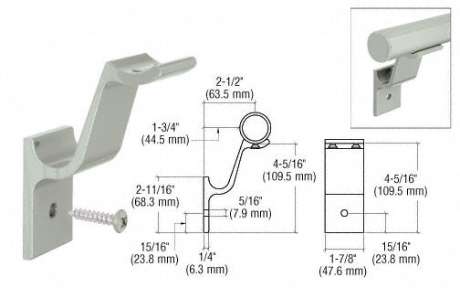 CRL Quick Connect Aluminum Hand Rail Bracket for 1-1/2" Diameter Tubing