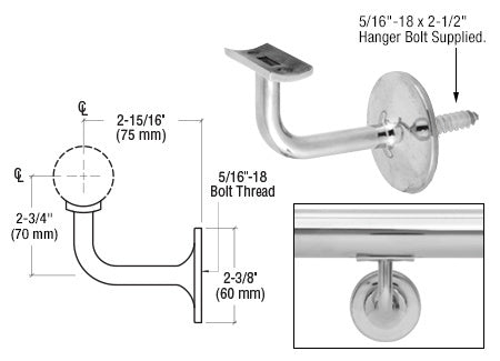 CRL Pismo Series Concealed Surface Mounted Hand Railing Bracket for 2" Tubing