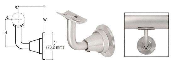 CRL Newport Series Wall Mounted Hand Rail Bracket