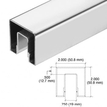 CRL Stainless 2-1/2" Square Crisp Corner Cap Rail for 1/2" (12 mm) to 5/8" (16 mm) Glass