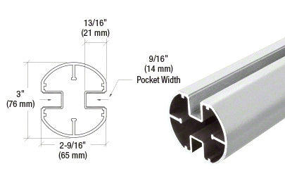 CRL AWS 3" Diameter Round 180 Degree Center or End Post Only - 72"