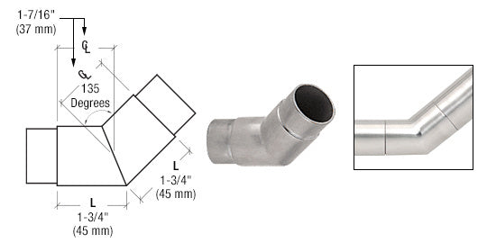 CRL 135 Degree Flush Angle for 1-1/2" Tubing