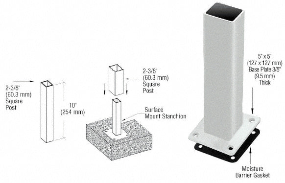 CRL ARS Surface Mount Stanchion