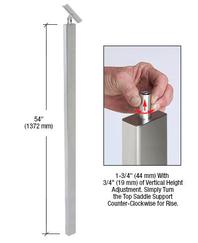 CRL P9 Series Brushed Stainless 54" Railing Post with Adjustable Saddle