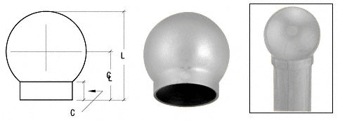 CRL Brushed Stainless 3-5/16" Ball Type End Cap for 2" Tubing