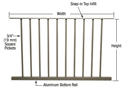 CRL 200, 300, 350, and 400 Series 48"W x 36"H Picket Panel