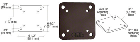 CRL 6-1/2" x 6-1/2" Square Base Plate