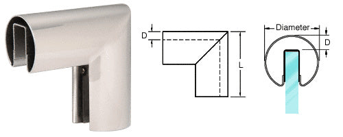 CRL 2" 90 Degree Vertical Corner for 1/2" or 5/8" Glass Cap Railing